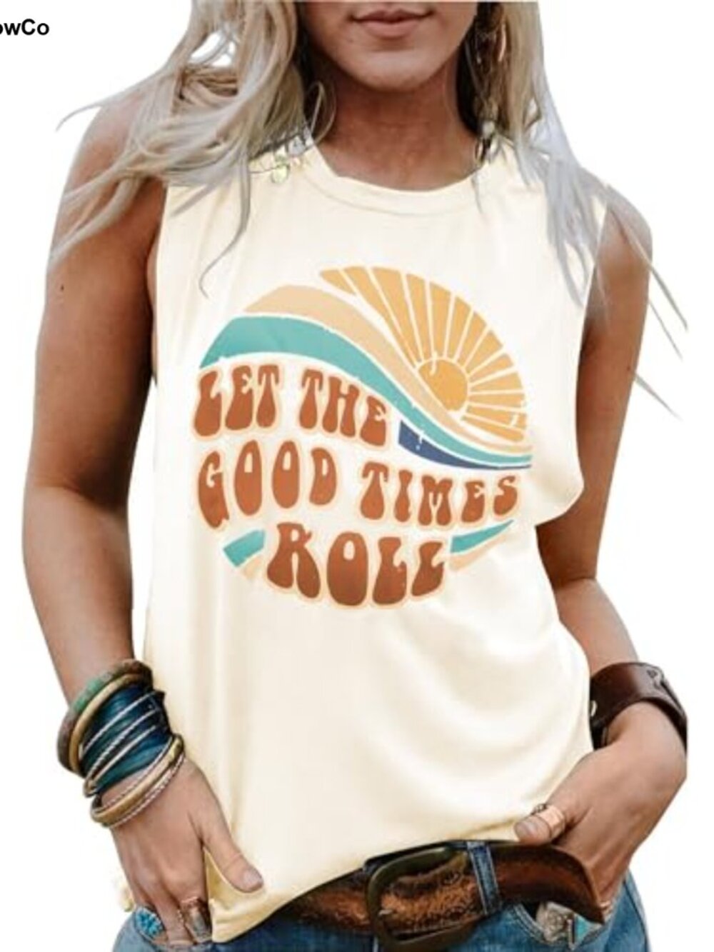 Women's Loose Fit Sleeveless Graphic Tank Top Summer Casual Tunic
